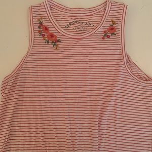 Stripws tank w/ flower embellishments